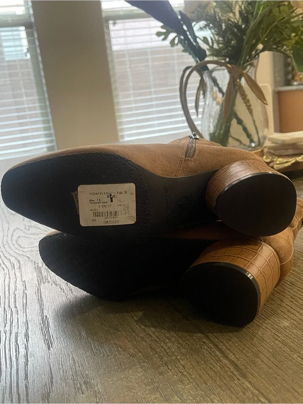 Donald J. Pliner Tan Suede Block Heel Ankle Booties